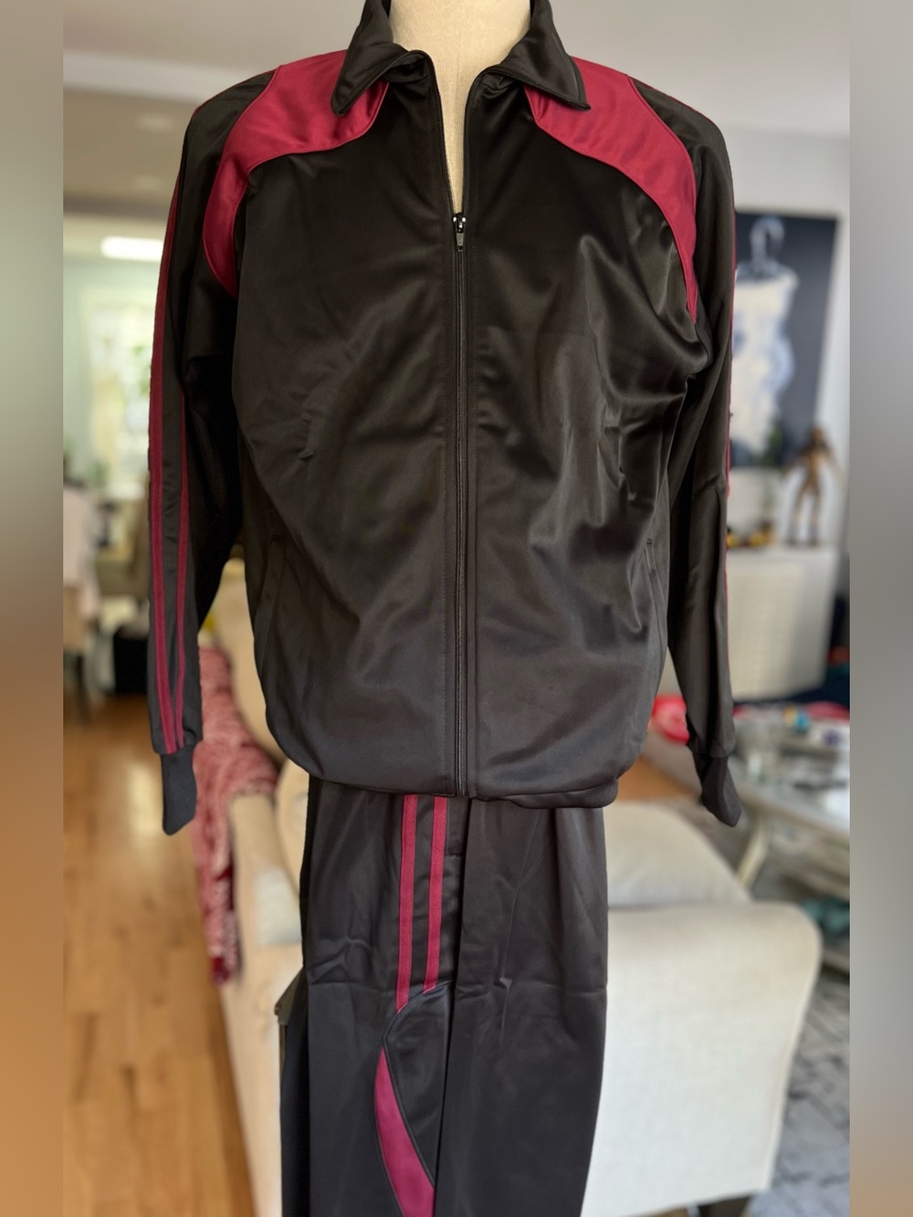 Golati Sports Black and Burgundy Performance Track Jacket and Pants
